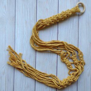 NEW! Mustard Yellow Macrame Plant Hanger | Hanging Planter Indoor Garden Decor